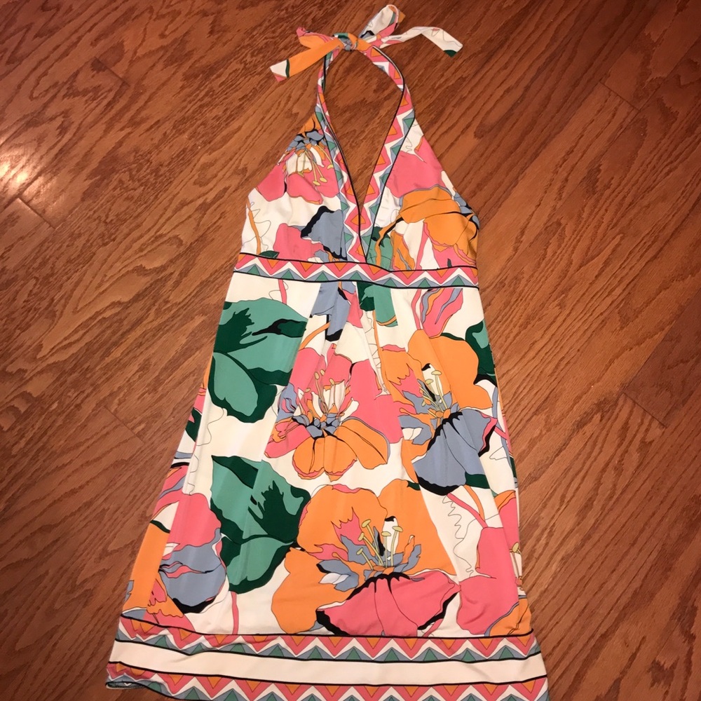BCBG Max Aztia Y2K Tropical Halter Retro Resort Medium